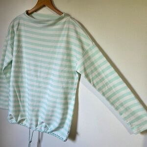 EUC LIKE NEW T BY TALBOTS MINT / WHITE MOCK BOAT NECK LONGSLEEVES SOFT SWEATER M